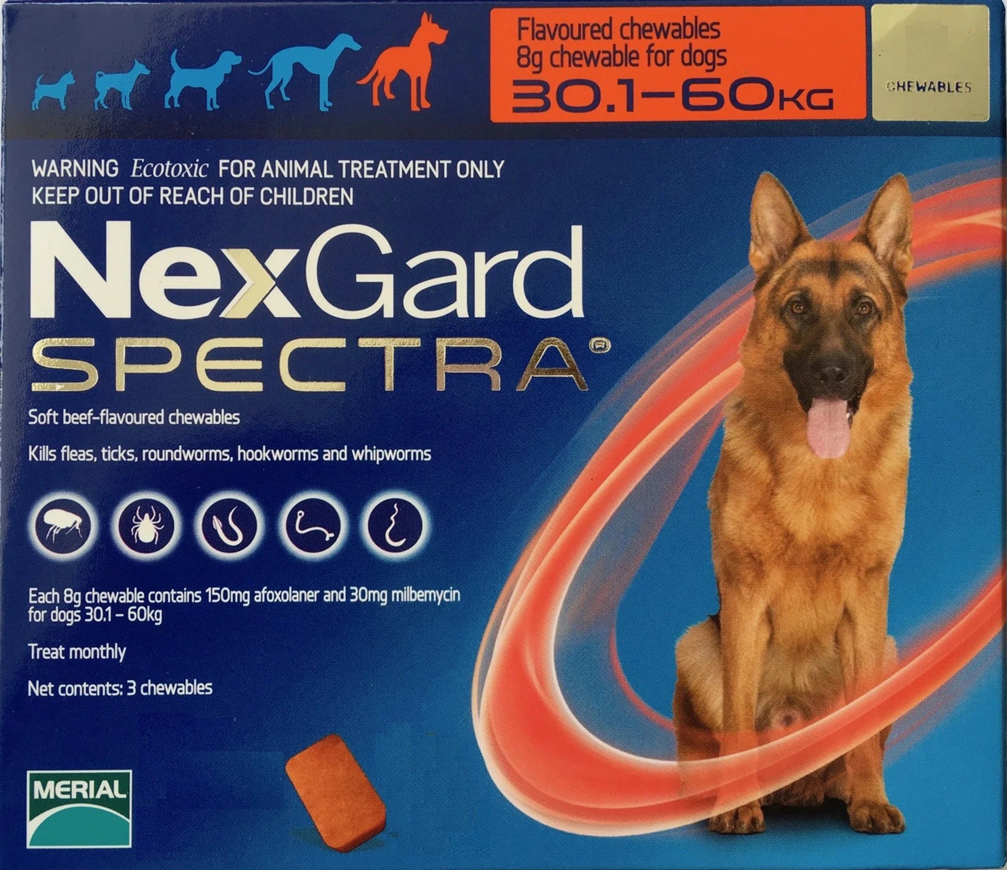 Nexgard Spectra 150mg/30mg Chewable Tablet For Dogs (30-60kg)
